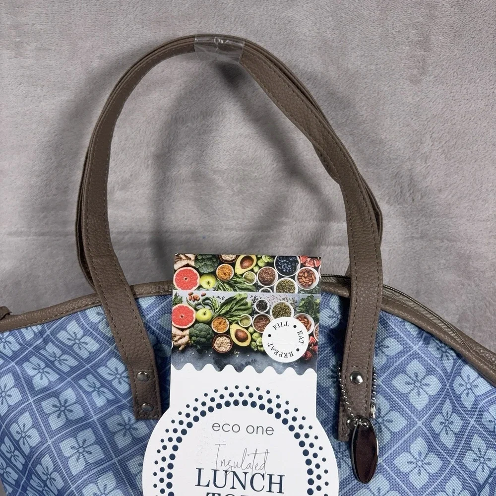 Eco One Insulated Lunch Tote Set Blue Bag Food Containers Ice Pack Travel Work